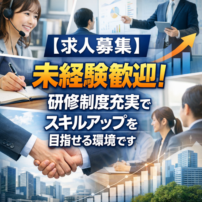 【求人募集】未経験歓迎！研修制度充実でスキルアップを目指せる環境です